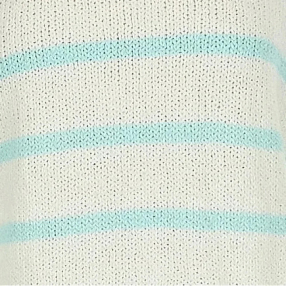 Vintage Diane Von Furstenberg Sweater Mock Neck 80's Aqua & White Size Small S - Picture 6 of 7